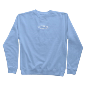 'Covered By Grace Co.' Oversized Crewneck in Sky Blue