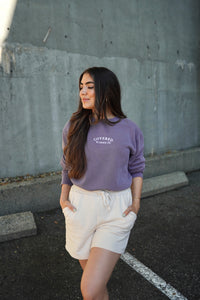 'Covered By Grace Co.' Oversized Crewneck in Vintage Plum